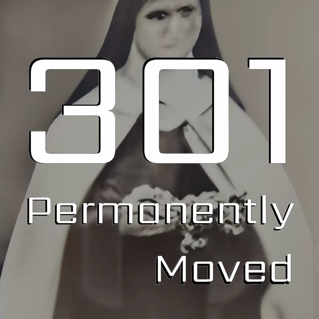 301 permanently moved podcast cover - a blurry, distorted image of a nun in a habit. Text: 301 Permanently Moved.